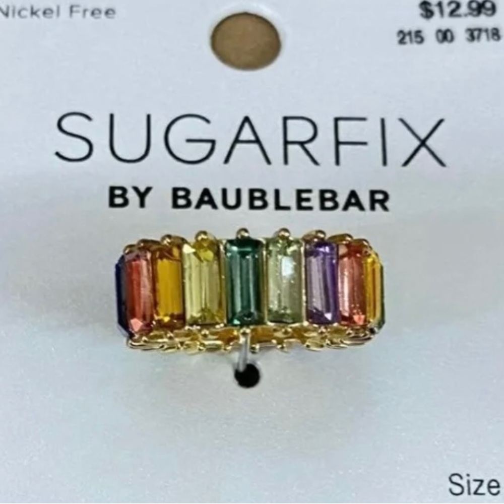 Lot of 3 NWT SugarFix by BaubleBar Rainbow Ring Size 7 - Picture 3 of 3